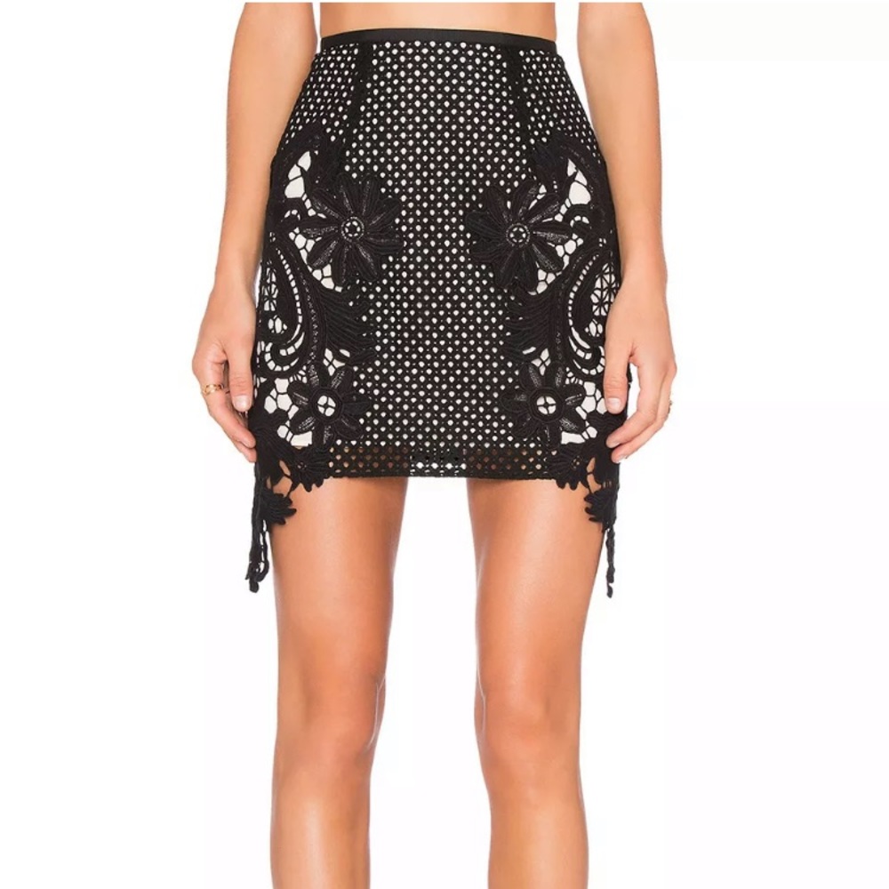 SAYLOR Megan lace zipper mini pencil skirt XS